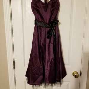 Purple satin rockabilly halter dress